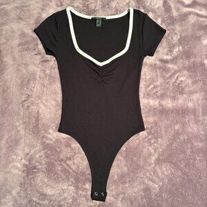 Forever 21 Black & White Ribbed Bodysuit | Size Small